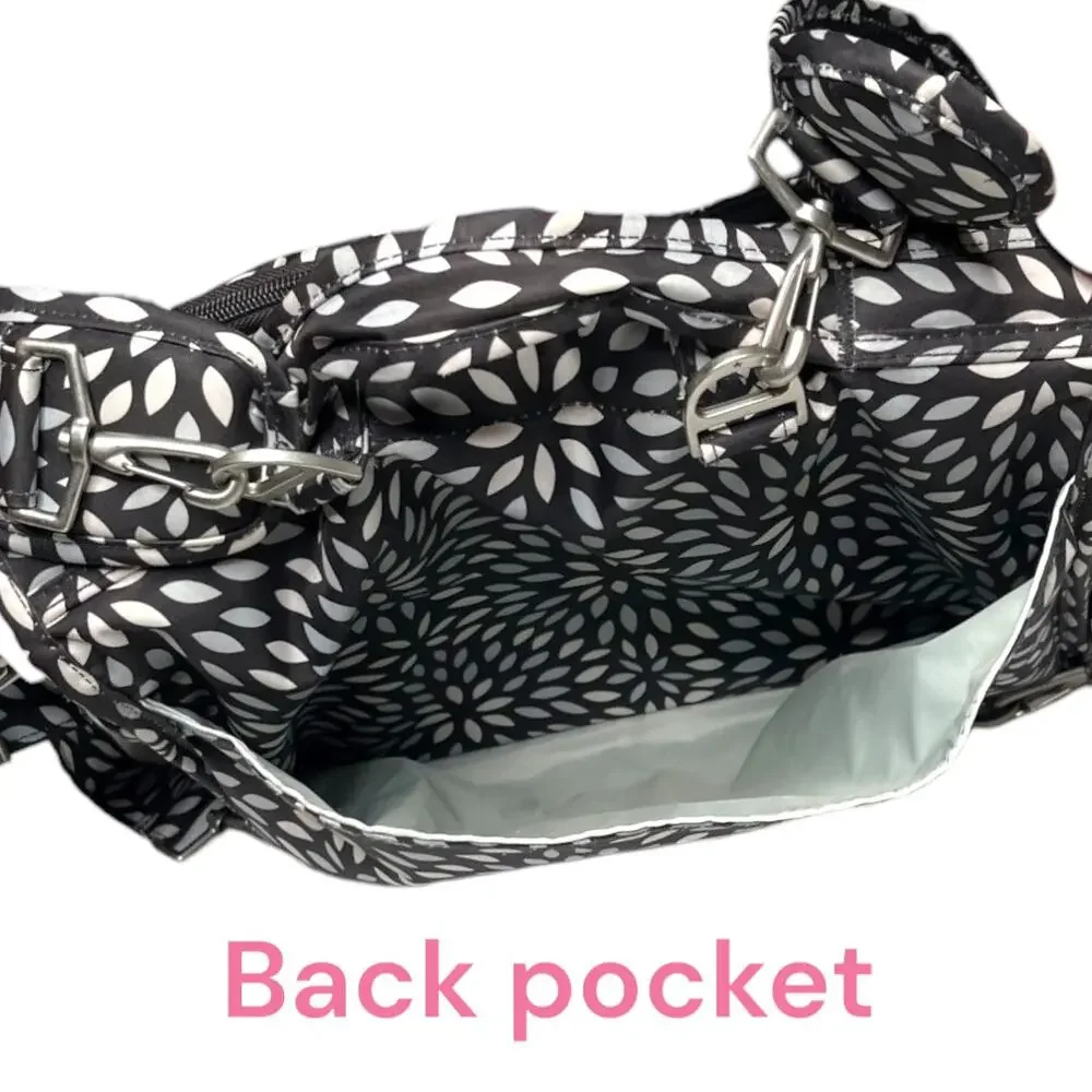 JuJuBe BFF Convertible Diaper Bag Backpack Set Platinum Petals Geometric